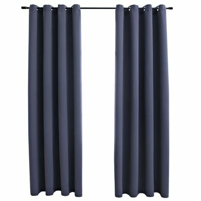 VidaXL Rideaux occultants avec anneaux Métal 2pcs Anthracite 140x175cm 3 VidaXL Rideaux occultants avec anneaux Métal 2pcs Anthracite 140x175cm