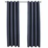 VidaXL Rideaux occultants avec anneaux Métal 2pcs Anthracite 140x225cm