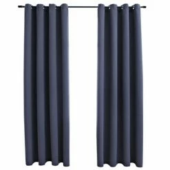 VidaXL Rideaux occultants avec anneaux Métal 2pcs Anthracite 140x225cm
