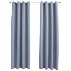 VidaXL Rideaux occultants avec anneaux en métal 2 pcs Gris 140x175 cm