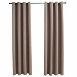 VidaXL Rideaux occultants avec anneaux en métal 2 pcs Taupe 140x175 cm