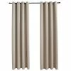 VidaXL Rideaux occultants avec anneaux en métal 2 pcs Beige 140x245 cm -Habillages de fenêtre Soldes image 2 134444