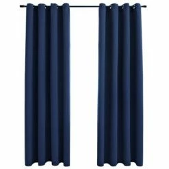 VidaXL Rideaux occultants avec anneaux en métal 2 pcs Bleu 140x175 cm