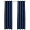 VidaXL Rideaux occultants avec anneaux en métal 2 pcs Bleu 140x245 cm