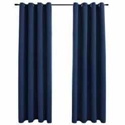 VidaXL Rideaux occultants avec anneaux en métal 2 pcs Bleu 140x245 cm