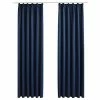 VidaXL Rideaux occultants avec crochets 2 pcs Bleu 140x175 cm