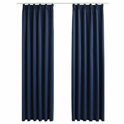 VidaXL Rideaux occultants avec crochets 2 pcs Bleu 140x175 cm 3 VidaXL Rideaux occultants avec crochets 2 pcs Bleu 140x175 cm
