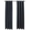 VidaXL Rideaux occultants avec anneaux Métal 2pcs Anthracite 140x225cm