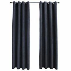 VidaXL Rideaux occultants avec anneaux Métal 2pcs Anthracite 140x245cm