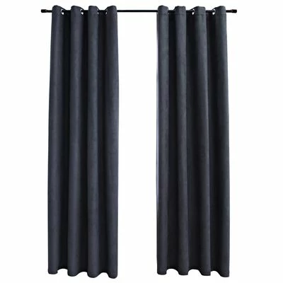 VidaXL Rideaux occultants avec anneaux Métal 2pcs Anthracite 140x245cm 3 VidaXL Rideaux occultants avec anneaux Métal 2pcs Anthracite 140x245cm