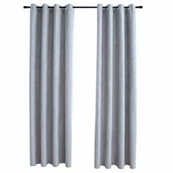 VidaXL Rideaux occultants avec anneaux en métal 2 pcs Gris 140x245 cm