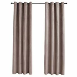 VidaXL Rideaux occultants avec anneaux en métal 2 pcs Taupe 140x175 cm