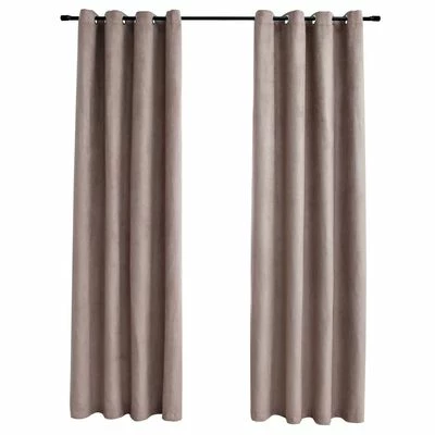 VidaXL Rideaux occultants avec anneaux en métal 2 pcs Taupe 140x175 cm 3 VidaXL Rideaux occultants avec anneaux en métal 2 pcs Taupe 140x175 cm