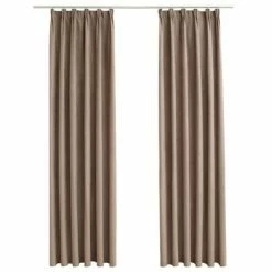 VidaXL Rideaux occultants avec crochets 2 pcs Taupe 140x225 cm