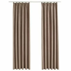 VidaXL Rideaux occultants avec crochets 2 pcs Taupe 140x245 cm