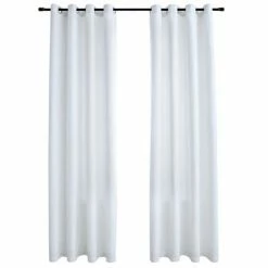 VidaXL Rideau occultant et anneaux en métal 2pcs Blanc cassé 140x245cm