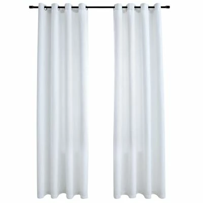VidaXL Rideau occultant et anneaux en métal 2pcs Blanc cassé 140x245cm 3 VidaXL Rideau occultant et anneaux en métal 2pcs Blanc cassé 140x245cm