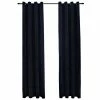 VidaXL Rideaux occultants avec anneaux 2 pcs Velours Noir 140x175 cm