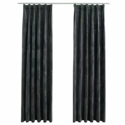 VidaXL Rideaux occultants et crochet 2pcs Velours Anthracite 140x175cm