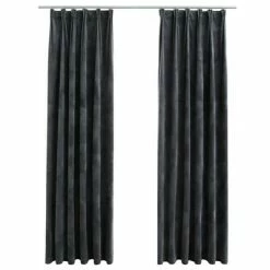 VidaXL Rideaux occultants et crochet 2pcs Velours Anthracite 140x245cm