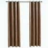 VidaXL Rideaux occultants avec anneaux 2 pcs Velours Beige 140x225 cm