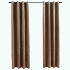 VidaXL Rideaux occultants avec anneaux 2 pcs Velours Beige 140x245 cm