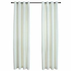 VidaXL Rideaux occultants avec anneaux 2 pcs Velours Crème 140x245 cm