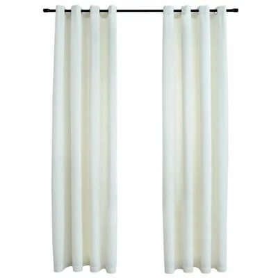 VidaXL Rideaux occultants avec anneaux 2 pcs Velours Crème 140x245 cm 3 VidaXL Rideaux occultants avec anneaux 2 pcs Velours Crème 140x245 cm