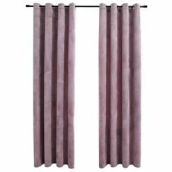 VidaXL Rideaux occultants avec anneaux 2 pcs Velours Rose 140x175 cm