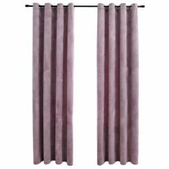 VidaXL Rideaux occultants avec anneaux 2 pcs Velours Rose 140x245 cm
