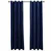 VidaXL Rideaux occultants et anneaux 2pcs Velours Bleu foncé 140x175cm