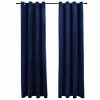 VidaXL Rideaux occultants et anneaux 2pcs Velours Bleu foncé 140x225cm