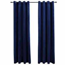 VidaXL Rideaux occultants et anneaux 2pcs Velours Bleu foncé 140x225cm