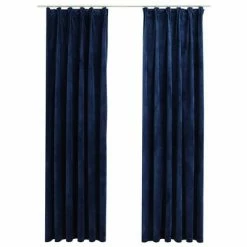 VidaXL Rideaux occultants et crochet 2pcs Velours Bleu foncé 140x225cm