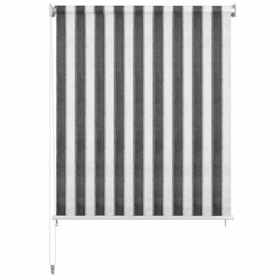 VidaXL Store roulant d'extérieur 100x140cm Rayures anthracite et blanc 4 VidaXL Store roulant d'extérieur 100x140cm Rayures anthracite et blanc – Image 2