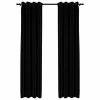 VidaXL Rideaux occultants Aspect lin avec œillets 2 pcs Noir 140x225cm -Habillages de fenêtre Soldes image 2 321153