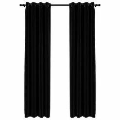 VidaXL Rideaux occultants Aspect lin avec œillets 2 pcs Noir 140x225cm