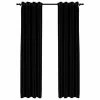 VidaXL Rideaux occultants Aspect lin avec œillets 2 pcs Noir 140x245cm -Habillages de fenêtre Soldes image 2 321154