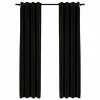 VidaXL Rideaux occultants Aspect de lin 2 pcs Anthracite 140x225 cm