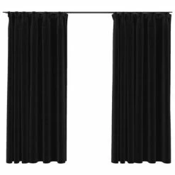 VidaXL Rideaux occultants aspect lin crochet 2pcs Anthracite 140x175cm