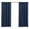 VidaXL Rideaux occultants aspect lin avec crochets 2pcs Bleu 140x175cm