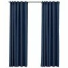 VidaXL Rideaux occultants aspect lin avec crochets 2pcs Bleu 140x225cm