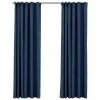 VidaXL Rideaux occultants aspect lin avec crochets 2pcs Bleu 140x245cm