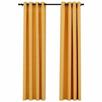 VidaXL Rideaux occultants Aspect lin à œillets 2 pcs Jaune 140x225 cm 3 VidaXL Rideaux occultants Aspect lin à œillets 2 pcs Jaune 140x225 cm