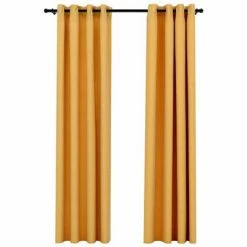 VidaXL Rideaux occultants Aspect lin à œillets 2 pcs Jaune 140x245 cm