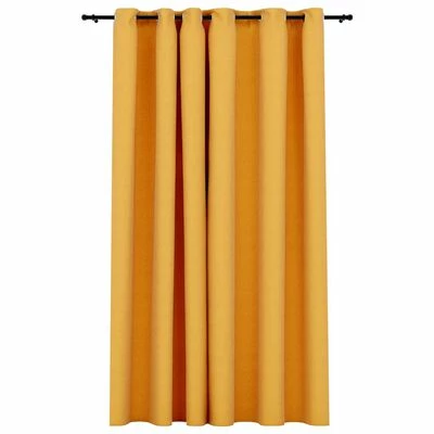 VidaXL Rideau occultant Aspect de lin avec œillets Jaune 290x245 cm 3 VidaXL Rideau occultant Aspect de lin avec œillets Jaune 290x245 cm