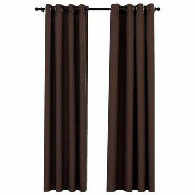 VidaXL Rideaux occultants Aspect lin avec œillets 2pcs Taupe 140x225cm 3 VidaXL Rideaux occultants Aspect lin avec œillets 2pcs Taupe 140x225cm