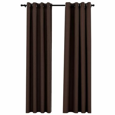VidaXL Rideaux occultants Aspect lin avec œillets 2pcs Taupe 140x245cm 3 VidaXL Rideaux occultants Aspect lin avec œillets 2pcs Taupe 140x245cm