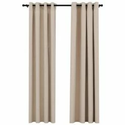 VidaXL Rideaux occultants Aspect lin avec œillets 2pcs Beige 140x245cm