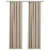 VidaXL Rideaux occultants aspect lin et crochets 2 pcs Beige 140x225cm